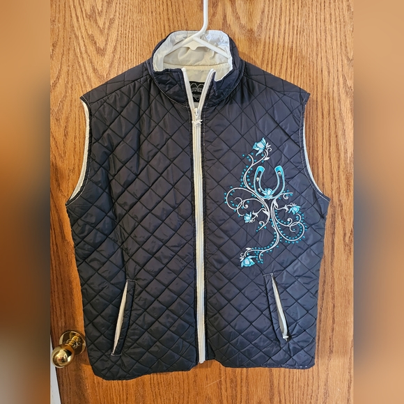 Veste Cowgirl Hardware Taille 3T, Noire, Broderie Cheval Rose Et Strass